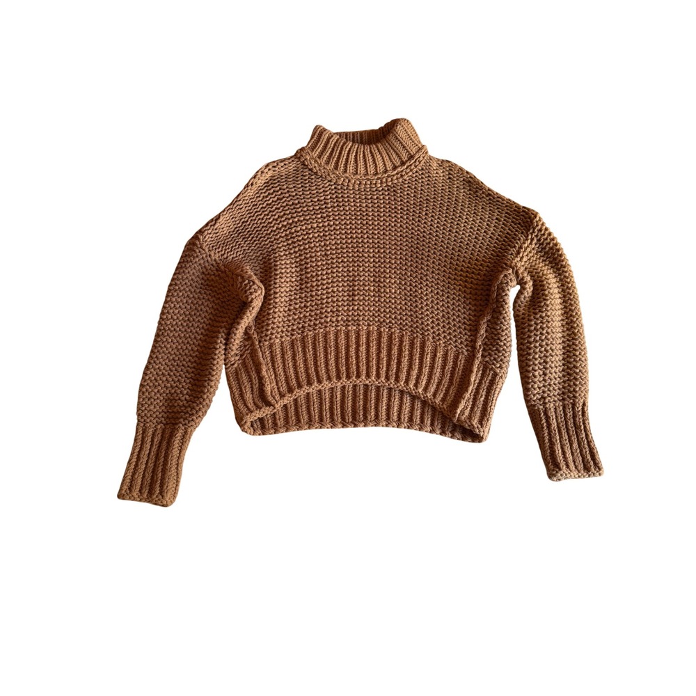 Free People My Only Sunshine Sweater Brown Chunky Knit Mock Neck Small